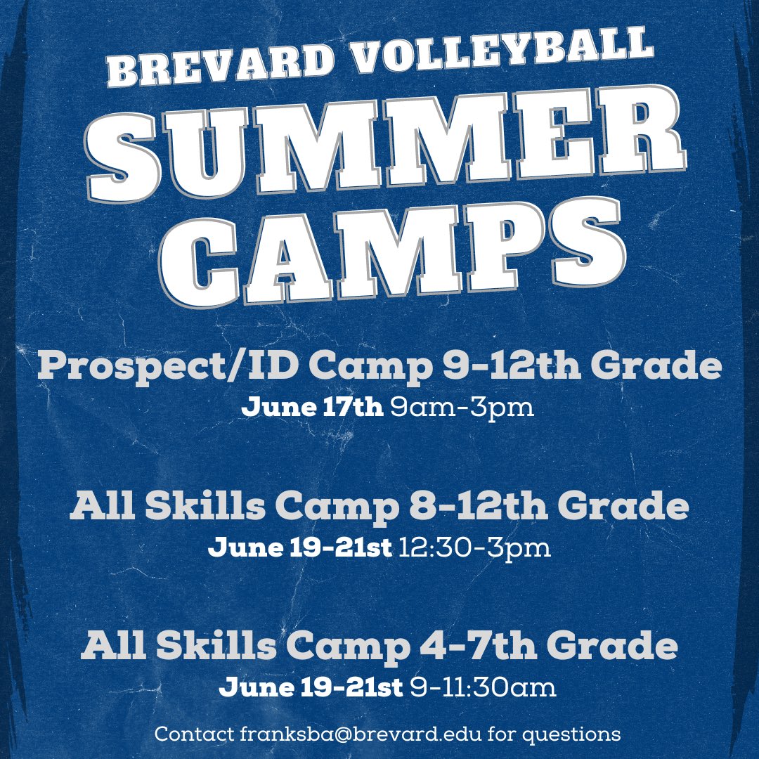 🚨 Summer Camp Info 🚨

We’re excited to have everyone on campus again this summer! Signup link in bio or email Coach Britt at franksba@brevard.edu!