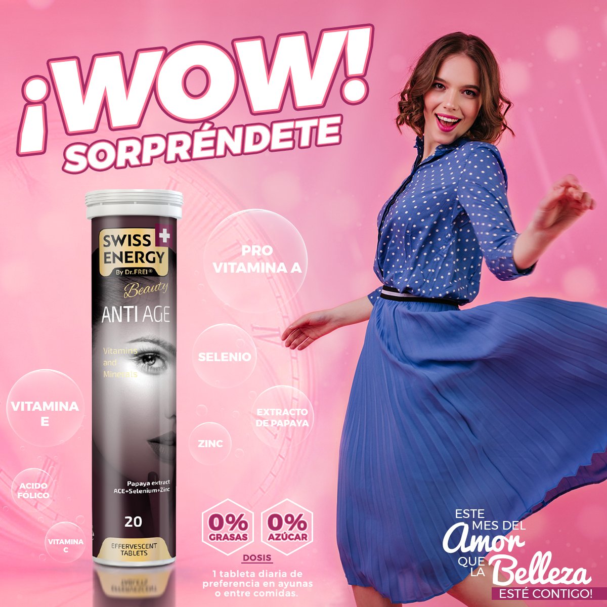 🥰 Tus vitaminas para la juventud y belleza con un delicioso sabor a Mandarina.😋

💟Este mes del amor Swiss Energy #AntiAge está contigo!😌🙌🏻