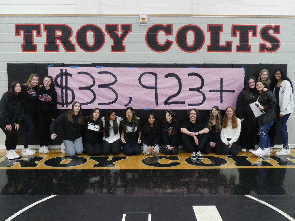 Congratulations, <a href="/troy_colts/">Troy Colts</a>, for raising nearly $34,000 (with more coming in!) for this year's Activist Week charity, Colts 4 A Cause! <a href="/TroyStugo/">Troy High StuGo</a> <a href="/RAReducation/">Remo Roncone</a>