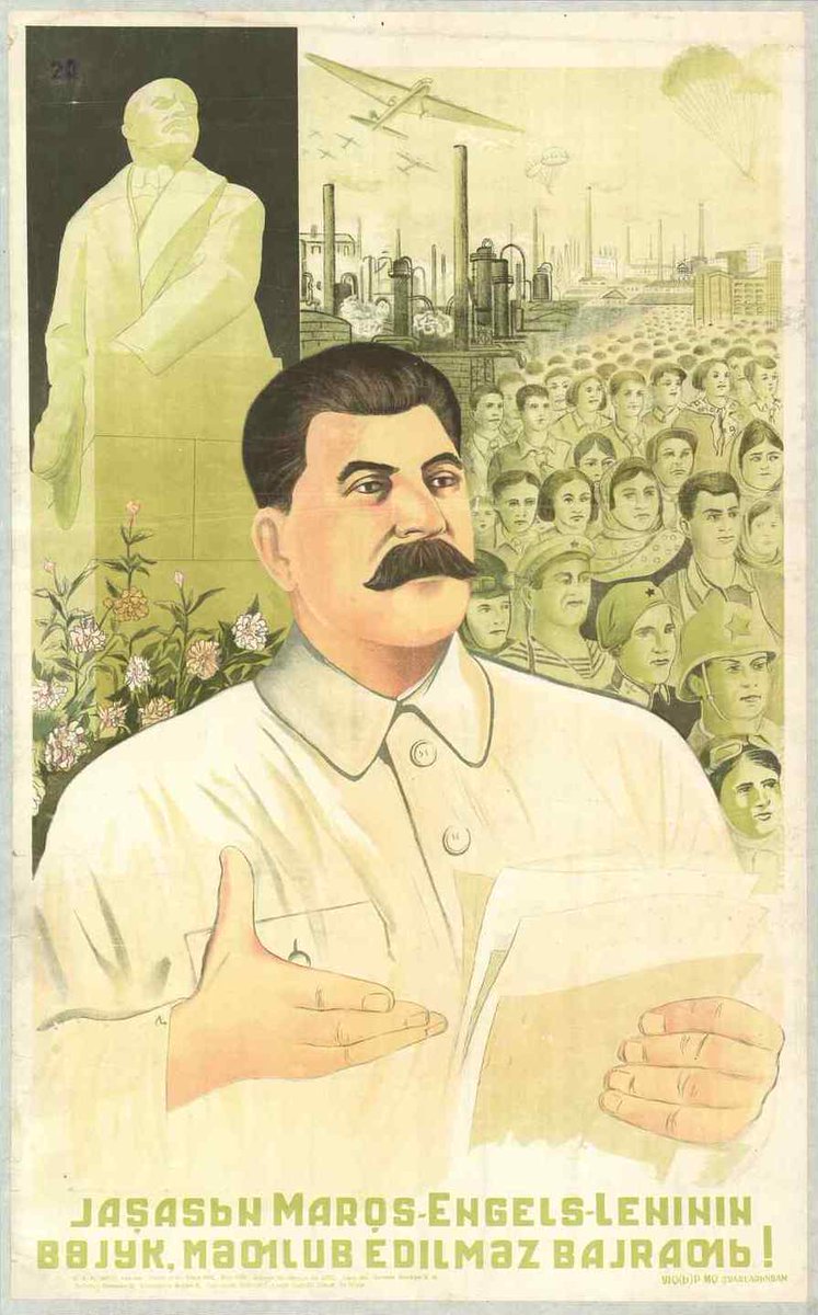 LadyIzdihar's tweet photo. Poster art by Mirzoev, E.M.
Azerbaijan SSR 1938 https://t.co/87BbGiY50E