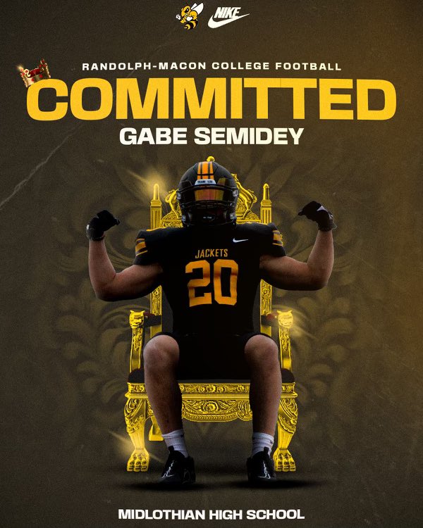Gabriel Semidey (@gsemidey214) on Twitter photo Blessed to announce I’ll be committing to Randolph Macon! Thank you to everyone from Midlo and especially my parents for all the support! <a href="/MidloTrojansFB/">Midlothian Football</a> Blessed to announce I’ll be committing to Randolph Macon! Thank you to everyone from Midlo and especially my parents for all the support! <a href="/MidloTrojansFB/">Midlothian Football</a>