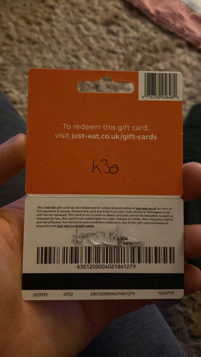 i_meerrkat's tweet photo. @JustEatUK  help a guy out peeled the backing off and the code came with it ? https://t.co/jyh7fPSf6C