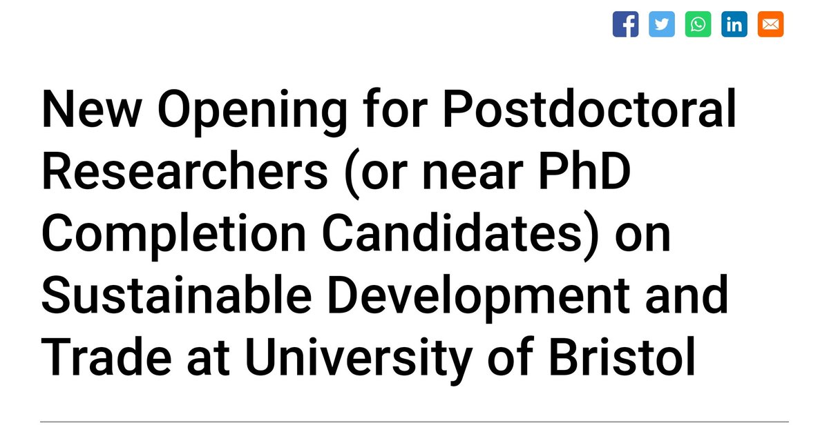 afronomicslaw's tweet photo. 📢📢POST-DOC OPPORTUNITY: New Opening for Postdoctoral Researchers (or near PhD Completion Candidates) on Sustainable Development and Trade at University of Bristol

Deadline: February 19, 2023.⬇️ https://t.co/qGJIfOSLHC https://t.co/2nIEB4aVCl