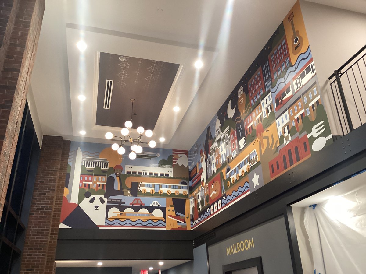 CreatEdgeSigns's tweet image. A large beautiful wall decal installed for QWRK. The printed imagery shows an artfully abstracted Washington DC. For more visit our wall graphics image gallery at: creativeedgesigns.com/products/custo… #washingtondc #signgraphics #wallgraphics #vinylgraphics