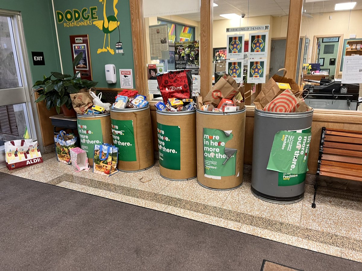 SOUPerbowl success! A huge thank you to all our Dodge families for the donations to the food drive this week. We collected over 1200 food items and filled all 10 bins! Great work being kind Dodgers! 💚💛