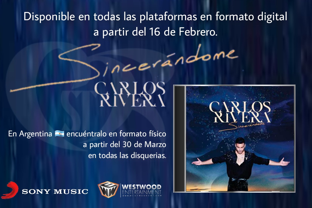 ClubSoloTu_Arg's tweet photo. 16 DE FEBRERO es la fecha donde podremos disfrutar completo de #Sincerándome de @_CarlosRivera en todas las plataformas digitales. 

Atención: El formato físico en Argentina 🇦🇷 estará disponible a partir del 30 de Marzo, solo versión CD. https://t.co/kEKUTNMz8o