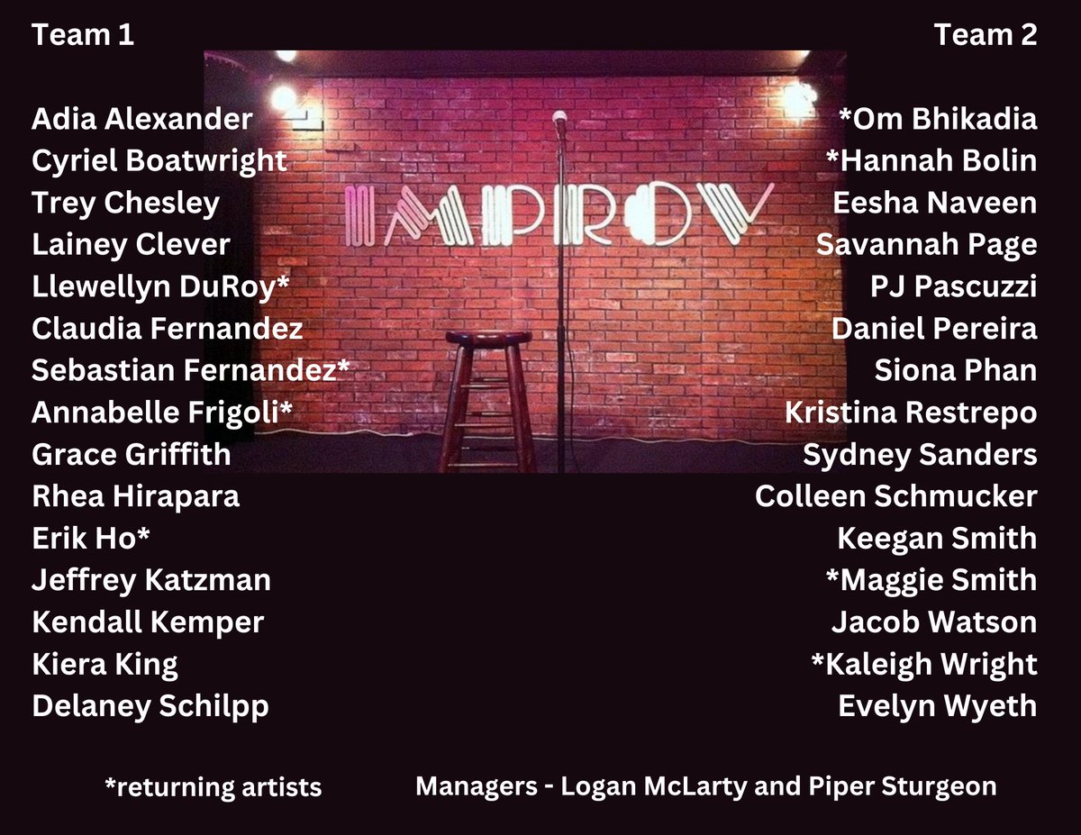 #wylietheatre had so much talent audition for our 2023 Improv Troupe.........we decided to have TWO! Congrats to all of our new performers and to those returning to mentor the rookies. We can't wait to see what you create!
#AHMO #wisdfinearts