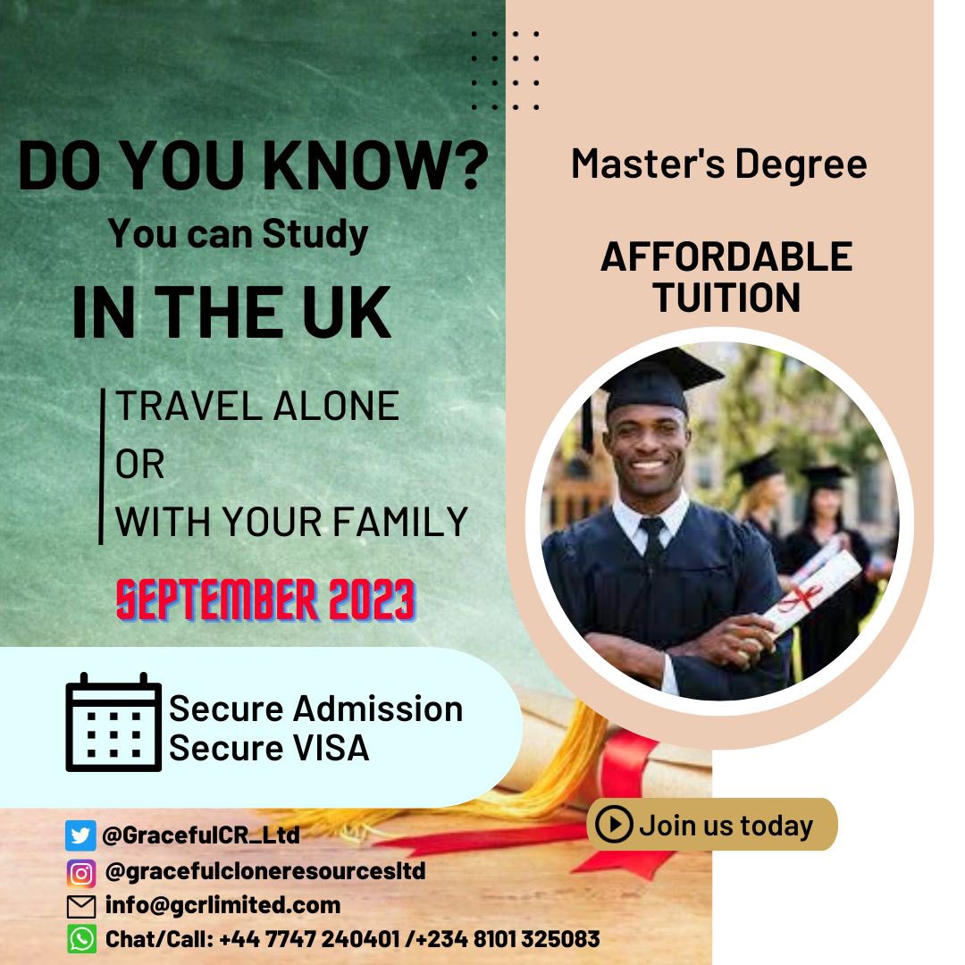 GracefulCR_Ltd's tweet photo. What are your ‘japa’ plans? Do you want to travel to the UK 🇬🇧 for studies(masters program)? We are your best shot for assistance/guidance. Dm us today! ✅| #UK #travel #education #consultant #Nigeria #Naija #Japa https://t.co/09xmaKldYY