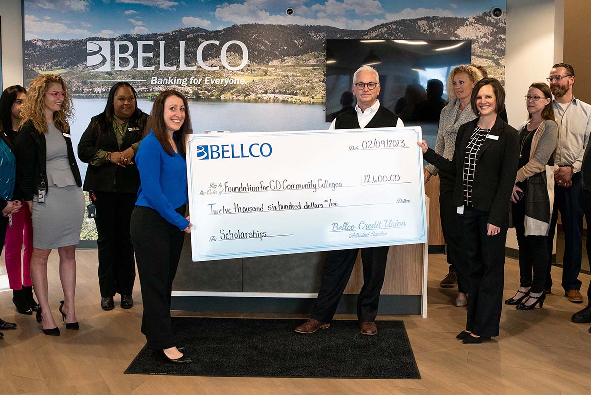 I want to thank <a href="/Bellco_CU/">Bellco Credit Union</a> for their generous donation to the <a href="/GoCCCS/">Colorado Community College System</a> Foundation. Over the next three years, their gift will support four $2,500 scholarships annually paired with financial education opportunities for scholars. We appreciate your partnership!
