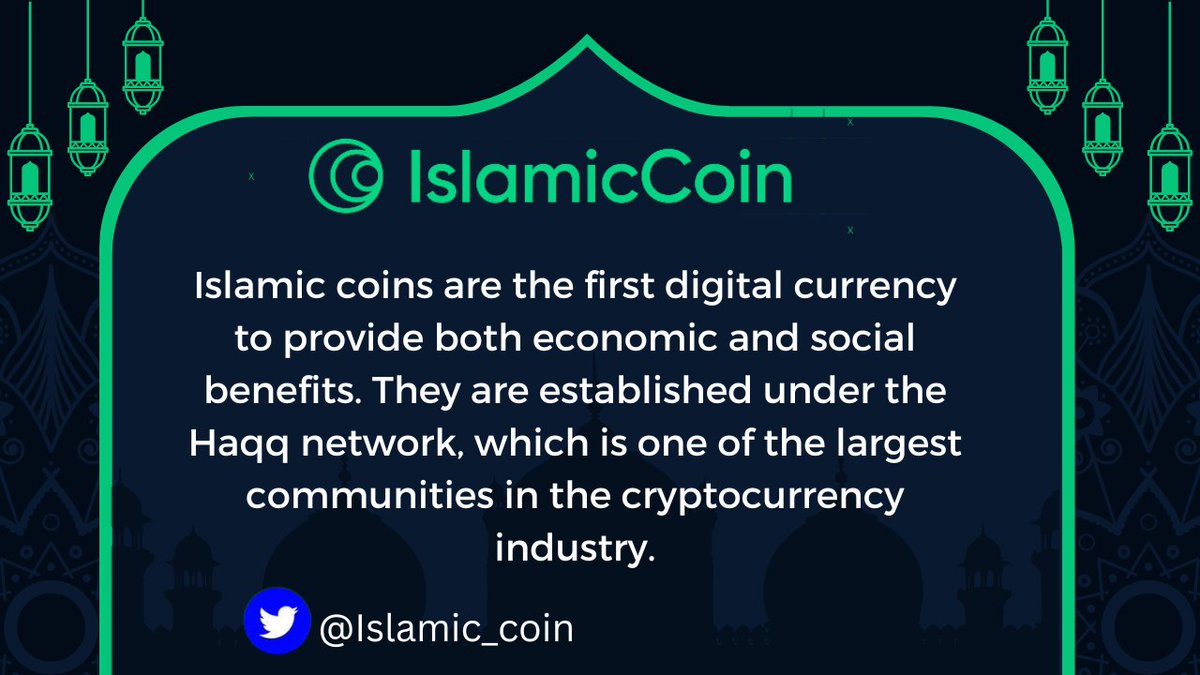 <a href="/Islamic_Coin/">ISLM</a> are the first digital currency to provide both economic and social benefits. They are established under the Haqq network, which is one of the largest communities in the cryptocurrency industry. #ISLM #HAQQ #IslamicUnited