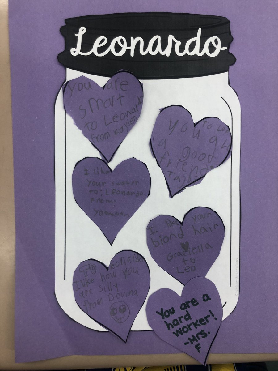 2ndGradeJKO's tweet photo. Today we celebrated @psiloveyouday ! In addition to wearing purple, we read the book #FindingKindness by @underwoodwriter . We spoke about the importance of being kind. We then made #complimentjars where students wrote something kind about each other. @PS66JKO #bekind https://t.co/uRWxX9Q3k9