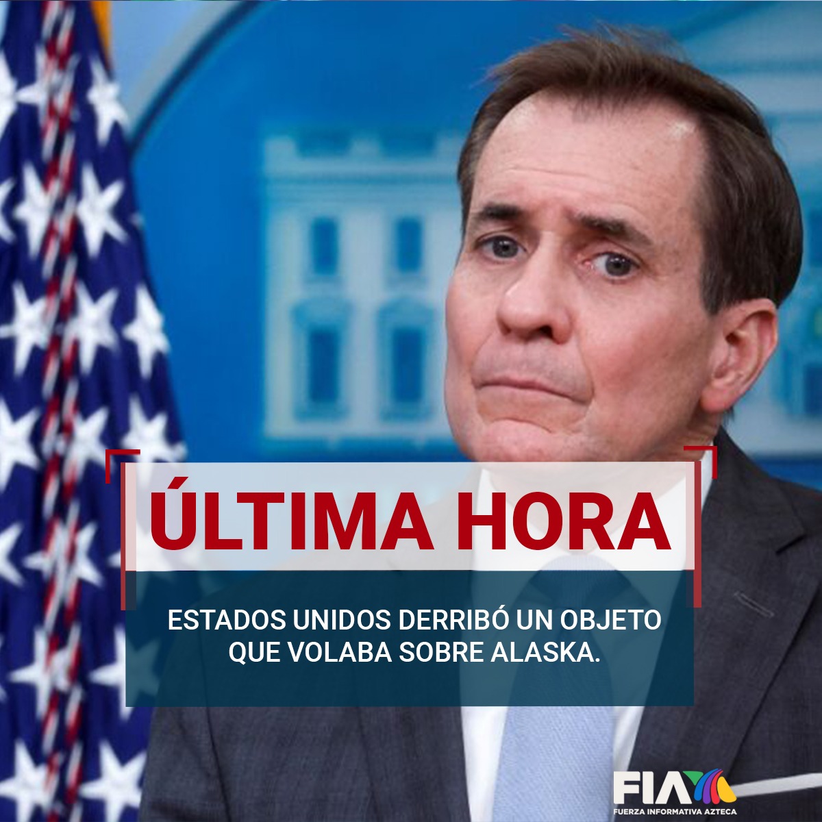 AztecaNoticias's tweet photo. #ÚLTIMAHORA | Por órdenes del presidente @JoeBiden, un avión de combate de #EstadosUnidos derribó un objeto desconocido que volaba a gran altura sobre #Alaska.

Más información:
https://t.co/sT1l0hwu1W https://t.co/D3p5S8vGWw