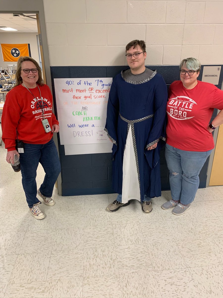 7th grade Social Studies rocked their Renaissance assessment; therefore, Coach Arnette DRESSed up! Great motivator! #Ofamily <a href="/OMS_Chargers/">Oakland Middle School</a> <a href="/_sudberry/">Dr. Marjorie Sudberry</a> <a href="/heathereganRCS/">Heather</a>