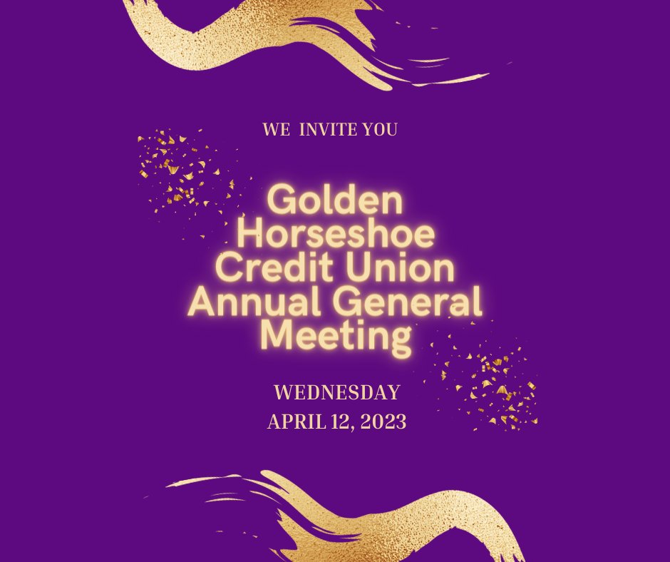 Golden Horseshoe CU on Twitter "Our Annual General Meeting is on April