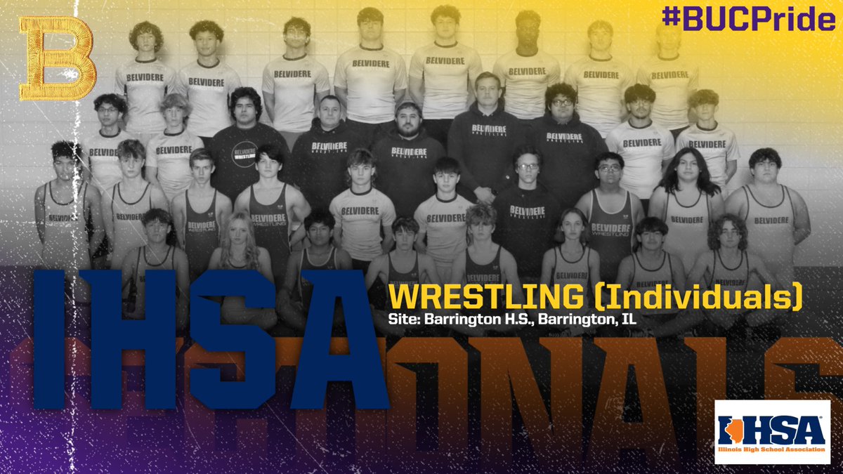 Bucs🟣🟡🏴‍☠️ in Action (2/10/23):
•Belvidere Coop 🤼‍♂️ at IHSA Barrington Sectionals
-Individual wrestlers competing
•Bucs🏀 Senior Night versus <a href="/Hononegah/">Hononegah</a> 
-4:30 FR, 5:45 JV, and 7:15 VAR
Let’s go Belvidere!
🟣🟡🏴‍☠️
#BUCPride