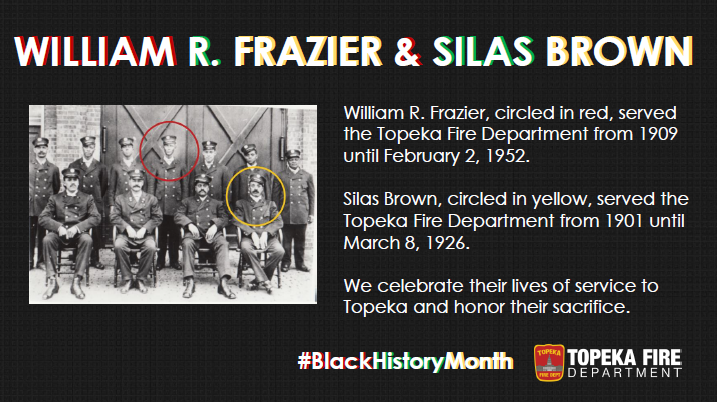 Topekafire's tweet photo. Today, we recognize 2 TFD firefighters who gave the ultimate sacrifice &amp; lost their lives in the line of duty. William R. Frazier &amp; Silas Brown served at Station 3 in the first half of the 20th century &amp; were honored by @IAFFofficial Fallen FF Memorial in Colo. Springs in 2015. https://t.co/XLoMt3J80A