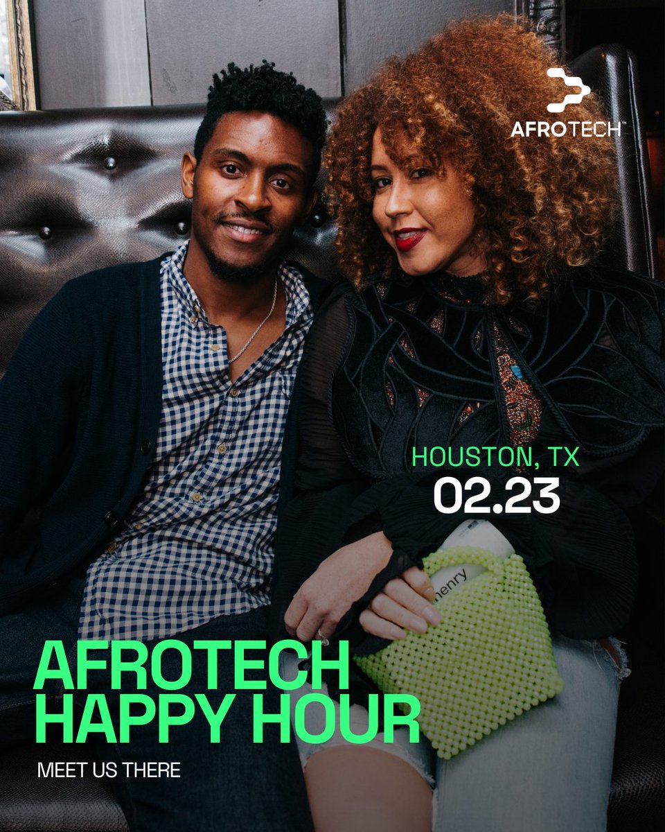 AfroTech's tweet photo. Hey Houston! We're coming to your city! 🙌🏾

Kicking off our AfroTech Happy Hour Feb. 23rd, at Chapman &amp; Kirby 5pm-7pm. Tickets will go quick, tag your crew below and cop your tickets today! 

https://t.co/lSchEAHnNi

Is your city next? 👀 Stay tuned.  
#AfroTechHH #Houston https://t.co/DiCfArARQ6