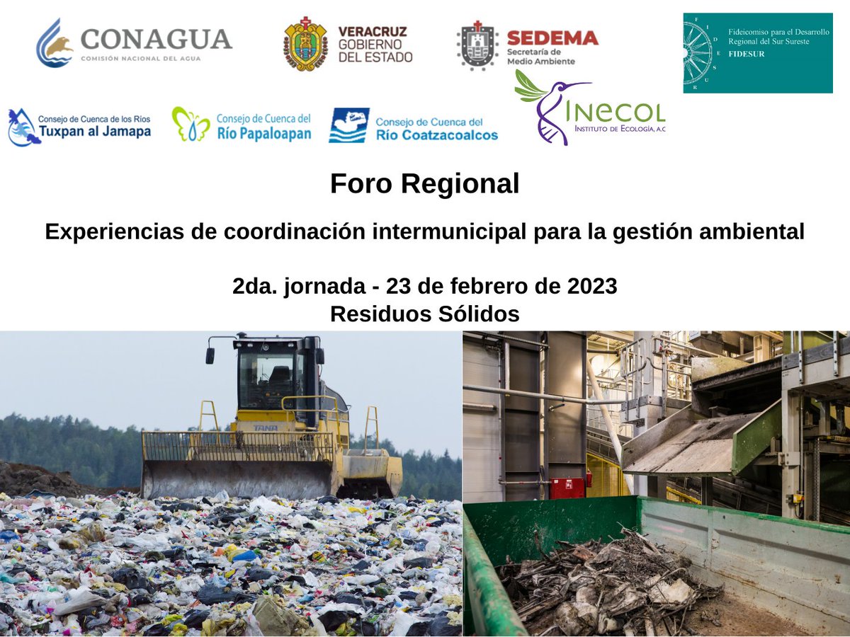 FondoMexicano's tweet photo. 📣 Fidesur te invita al Foro Regional “Experiencias de coordinación intermunicipal para la gestión ambiental en la gestión integral de cuencas y el manejo integral de los residuos sólidos”.
📅 22 y 23 de febrero.
⏰ 9:30 h.
Para modalidad virtual:
Día 1 👇 https://t.co/ryyT6grAIl https://t.co/niIeZYXZqG
