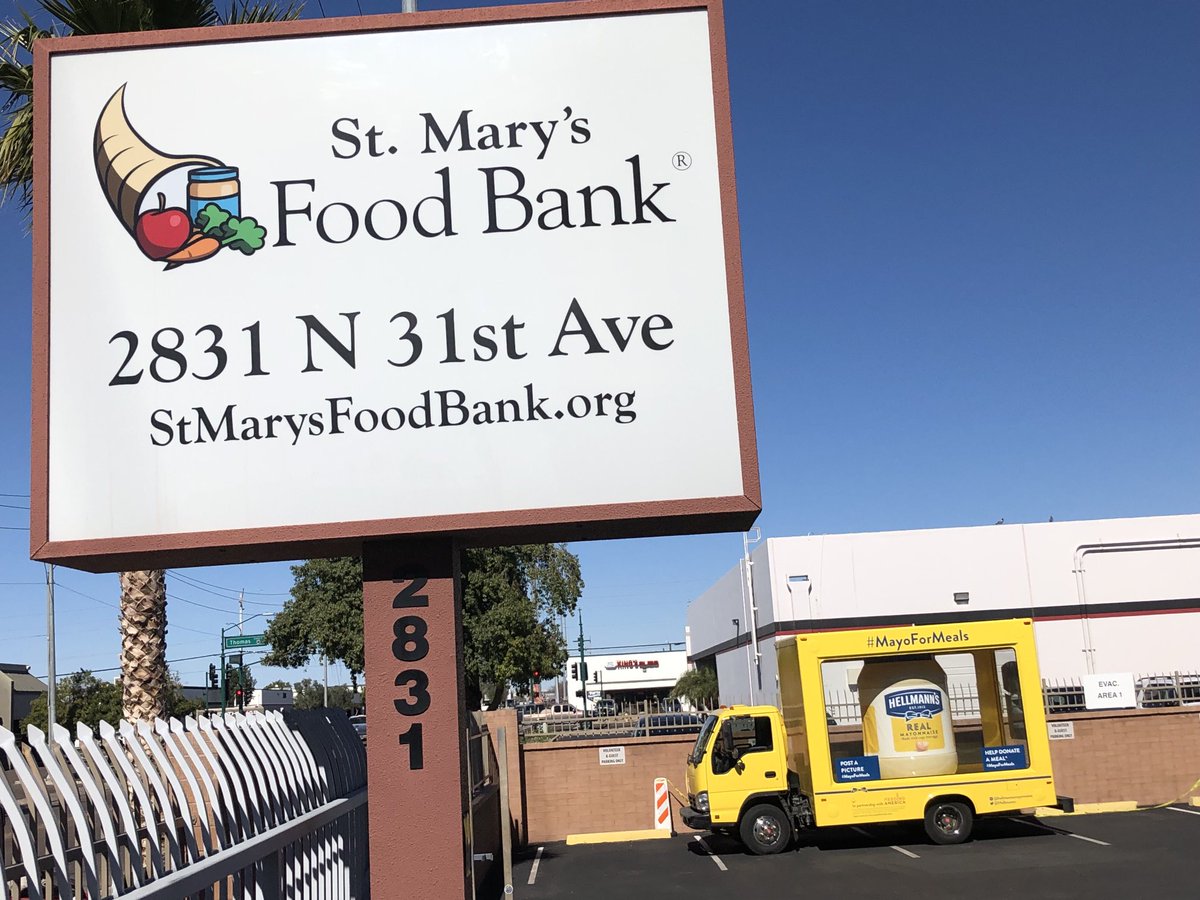 StMarysFoodBank's tweet photo. Who else has seen the ⁦@Hellmanns⁩ Mayo truck in Phoenix? If you see it post a photo and help donate meals 🍽️#Mayoformeals https://t.co/JRiY3LebIa