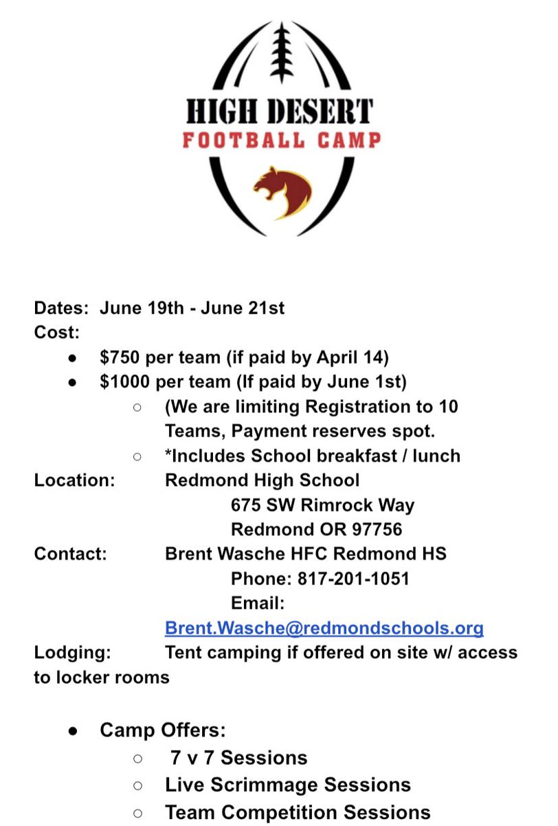 coachwasche's tweet photo. OREGON HS FB Coaches:

We have one spot left…

Come join us in the high desert. https://t.co/OQKFzsIv0R