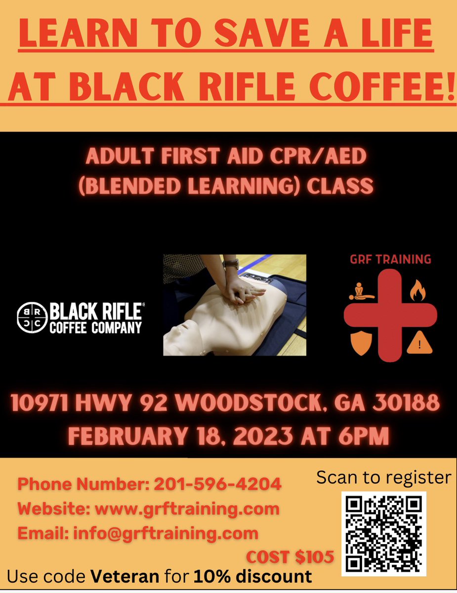 Learn CPR at Black Rifle Coffee in Woodstock, GA!