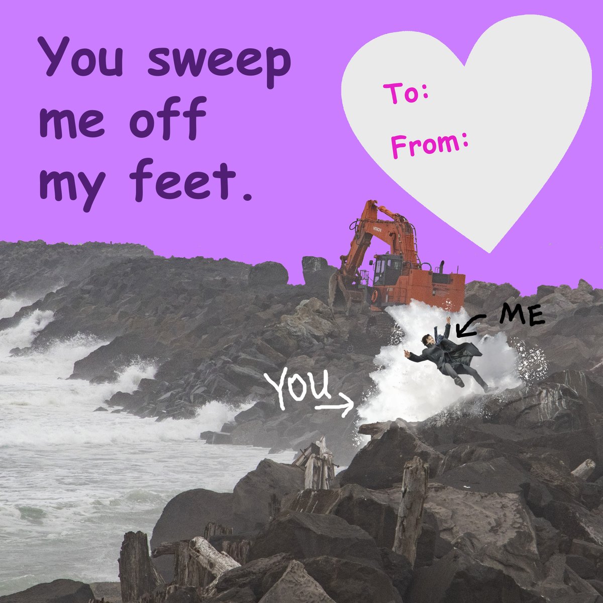 PortlandCorps's tweet photo. There's a high sneaker wave threat for the Oregon coast today and tomorrow, so we made you this valentine. And who said the ocean wasn't romantic? https://t.co/FV5Q7F5feQ