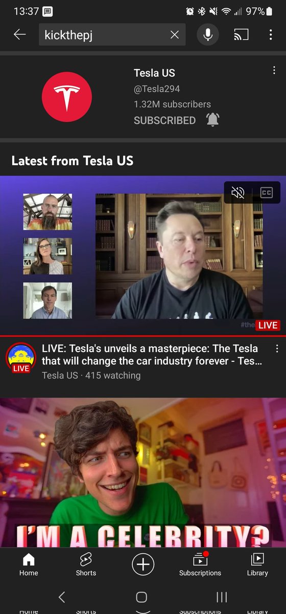 JimboEM's tweet photo. @kickthepj trying to finish your latest video and this is popping up? Did Tesla buy your channel? https://t.co/Ym7AjOaUDR