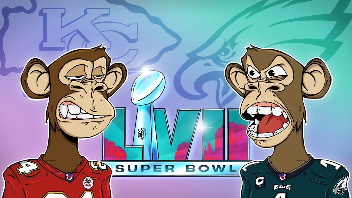 BoredApeSolClub's tweet photo. The big game is on Sunday! Who do you got!?!

Comment Below who you think will win!!

Chiefs or Eagles?!?! @BoredApeSolClub https://t.co/0SV0wc9MaD