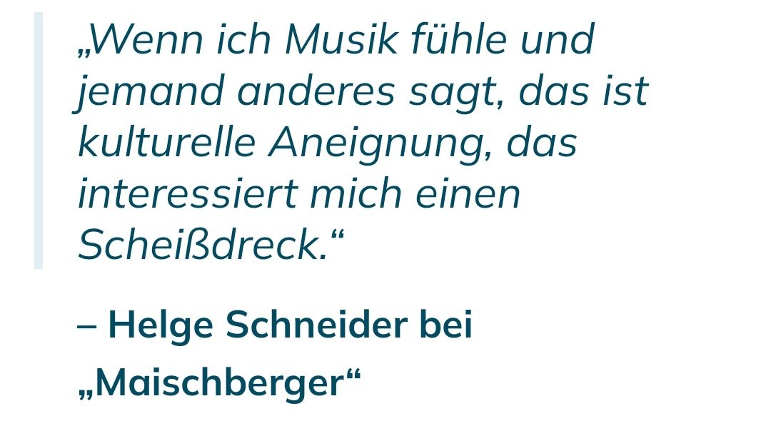 M_Reichardt_AfD's tweet photo. Wo #HelgeSchneider recht hat, hat er recht! Man kann darüber hinaus noch festhalten, dass es sich bei jenen, die #KulturelleAneignung als reales Phänomen bezeichnen und zum Problem stilisieren, um komplexzerfressene, kulturlose Schwachköpfe handelt. #scheissdreck #Kultur https://t.co/ZgfrdA4UAw