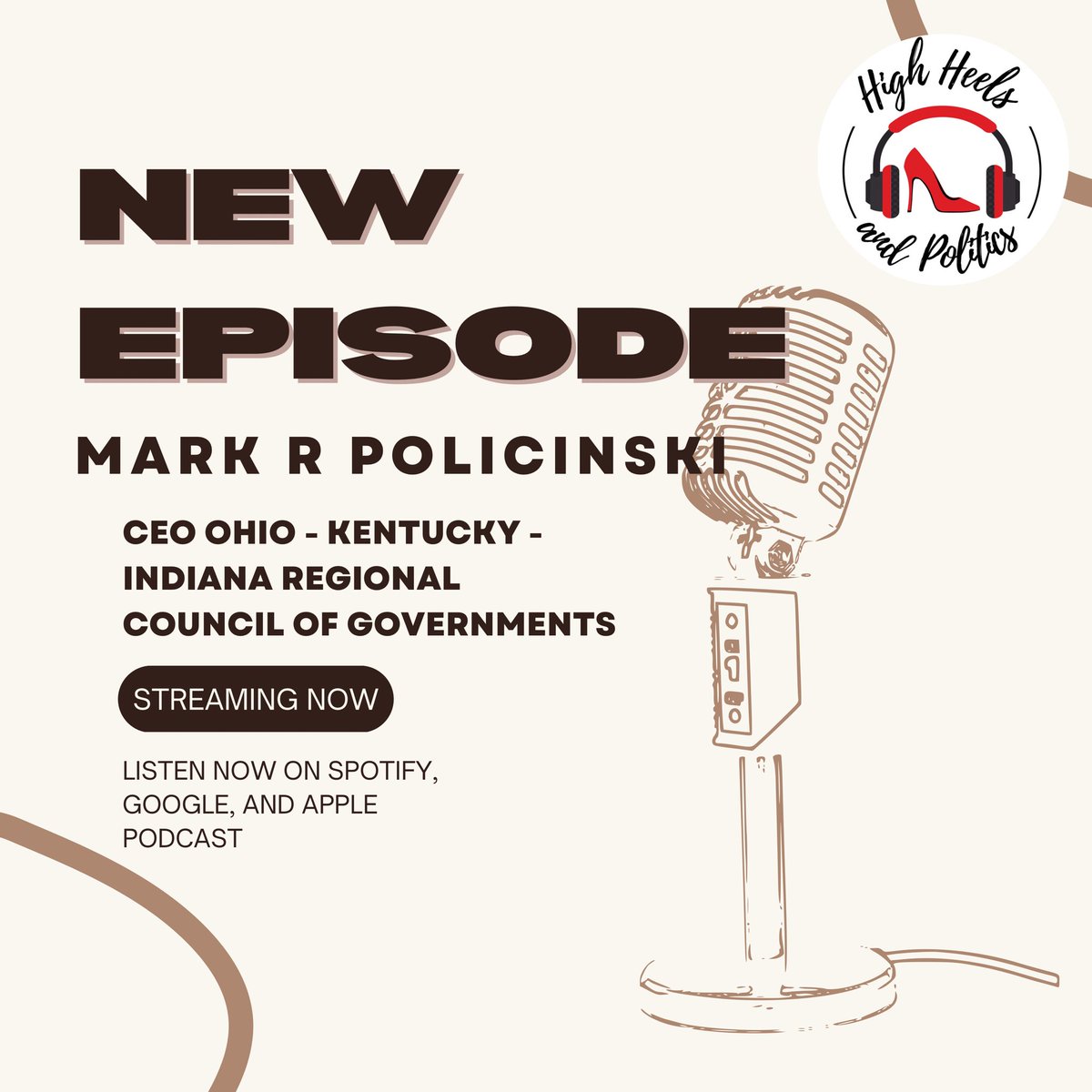 HHeels_Politics's tweet photo. Mark R Policinski, CEO Ohio - Kentucky - Indiana Regional Council of Goverments on Spotify, Google, and Apple Podcast! 🎧 LISTEN NOW! #womenempowerment #WomenSupportingWomen #PoliticsWeekly #PoliticsToday #politicspodcast #women #podcast https://t.co/EEG8XpYkN5