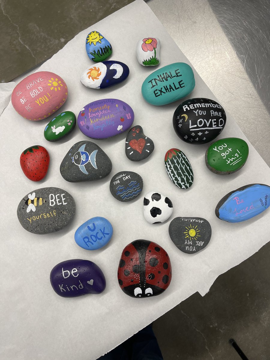 Here is the first batch of rocks for the new Kindness Rock Garden Blair’s NHS seniors are creating for the front of the high school. <a href="/BHSBlair/">Blair High School</a> <a href="/NatHonorSociety/">National Honor Society</a>