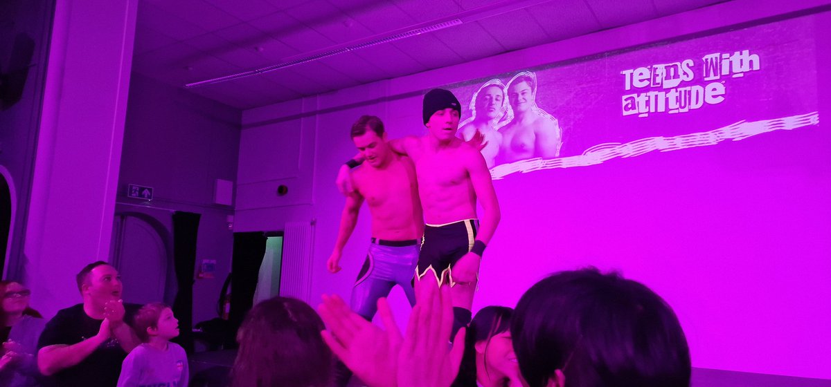 TheHCWShow's tweet image. The third match of the night saw #SunshineMachine @ChuckMambo @PureTKC taking on #TeensWithAttitude @MarkTrewPW @kieron_lacey  #BritWres #UKIndies #WrestlingTwitter #WrestlingCommunity #PurposeWrestling