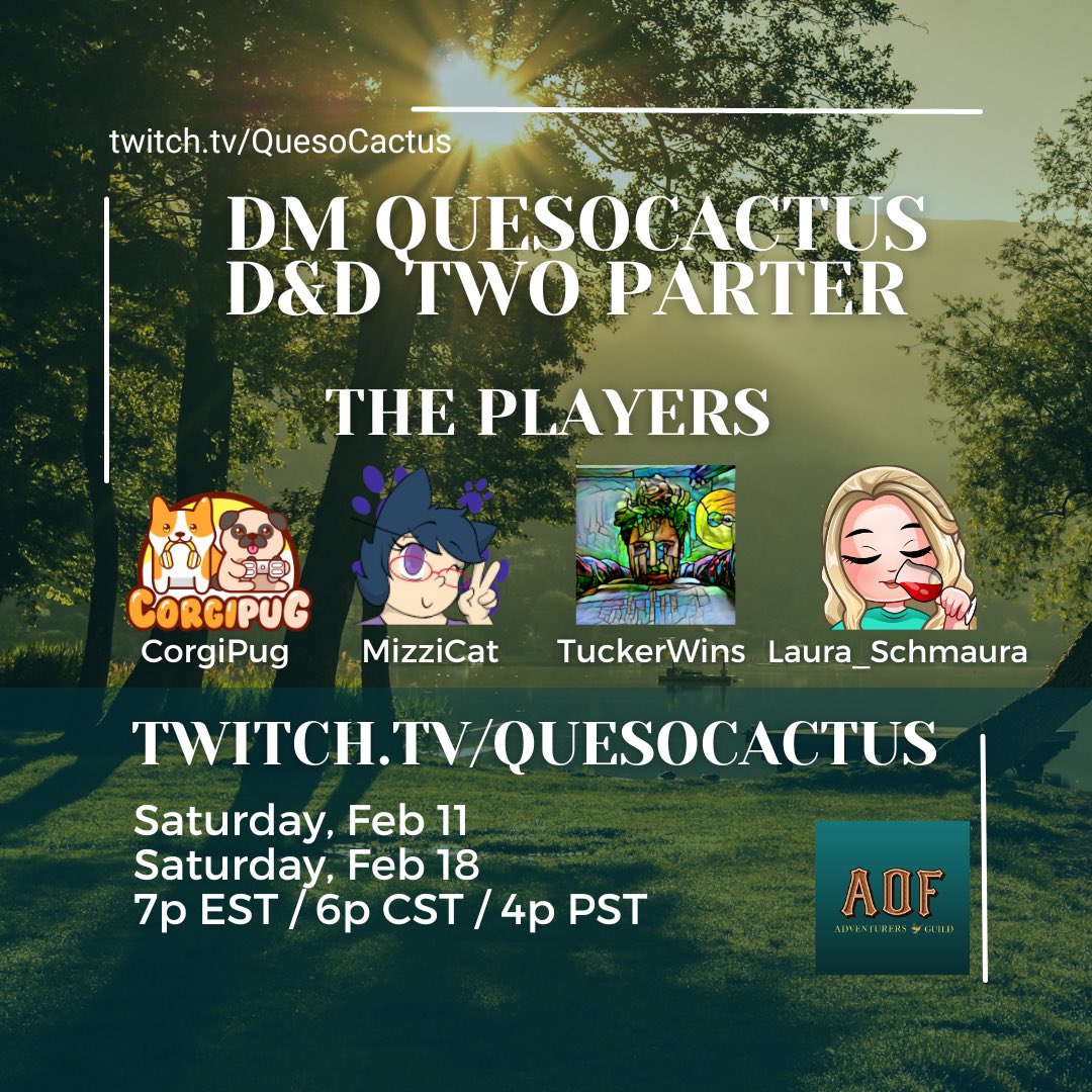 Laura_Schmaura (@laura_schmaura) on Twitter photo Do you like Dungeons & Dragons? Do you like fun people hanging out and being silly? Well look no farther than this <a href="/TheFlightTeam_/">The Flight Team</a> DnD two parter the next two Saturdays on @QuesoCactus twitch channel. Info below! twitch.tv/QuesoCactus Do you like Dungeons & Dragons? Do you like fun people hanging out and being silly? Well look no farther than this <a href="/TheFlightTeam_/">The Flight Team</a> DnD two parter the next two Saturdays on @QuesoCactus twitch channel. Info below! twitch.tv/QuesoCactus