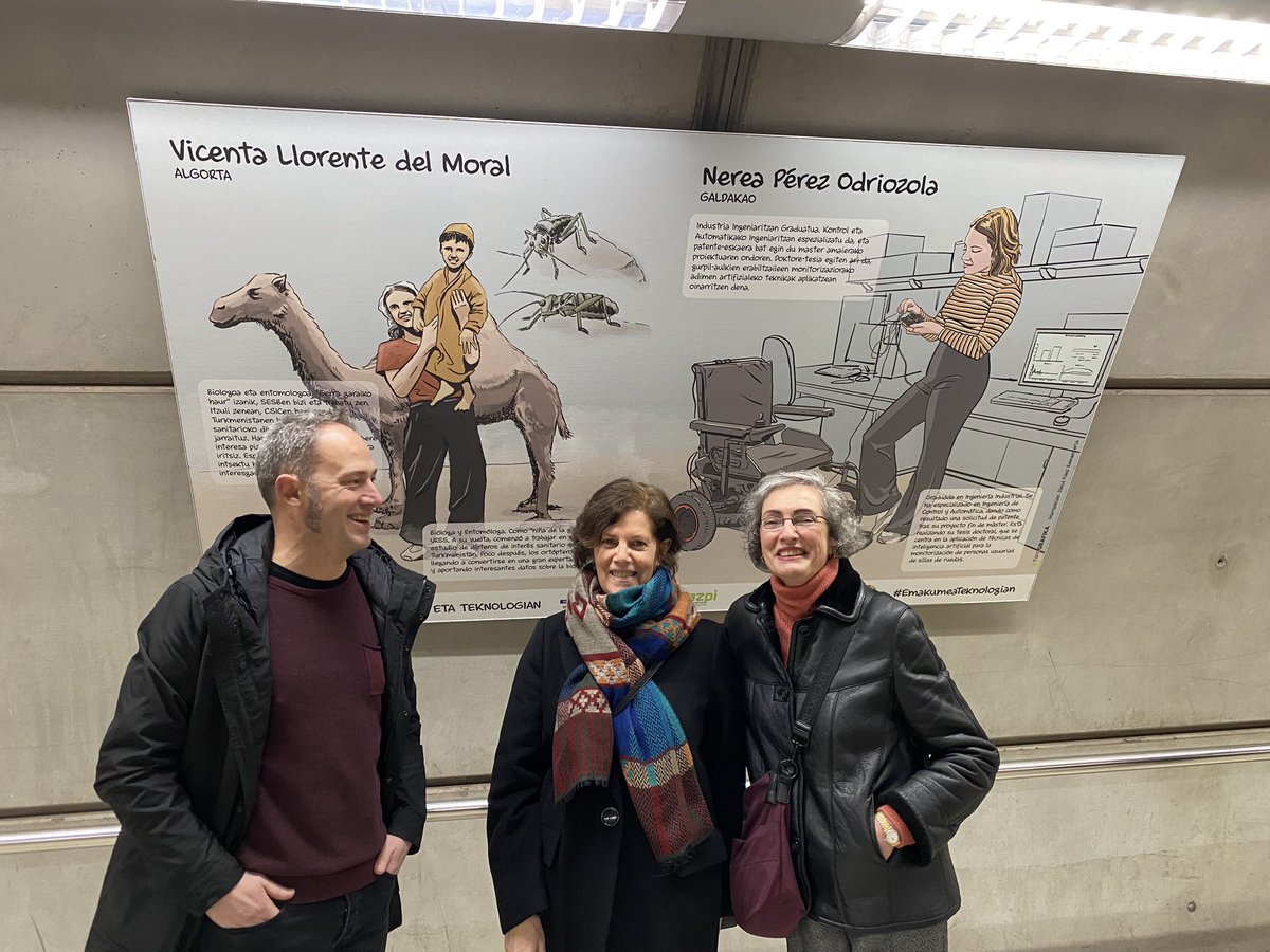 TMendig's tweet photo. Muy orgullosa de @DavidFdezRemen y sus ilustraciones que desde hoy se pueden ver en el @metrobilbaoeus, estación de Abando. La exposición #emakumeateknologian lleva el sello de @Tipografika  @itelazpi @Irekia @Gob_eus @upvehu @EmakZientzian Zorionak!!!! https://t.co/XhAC2KPYMu