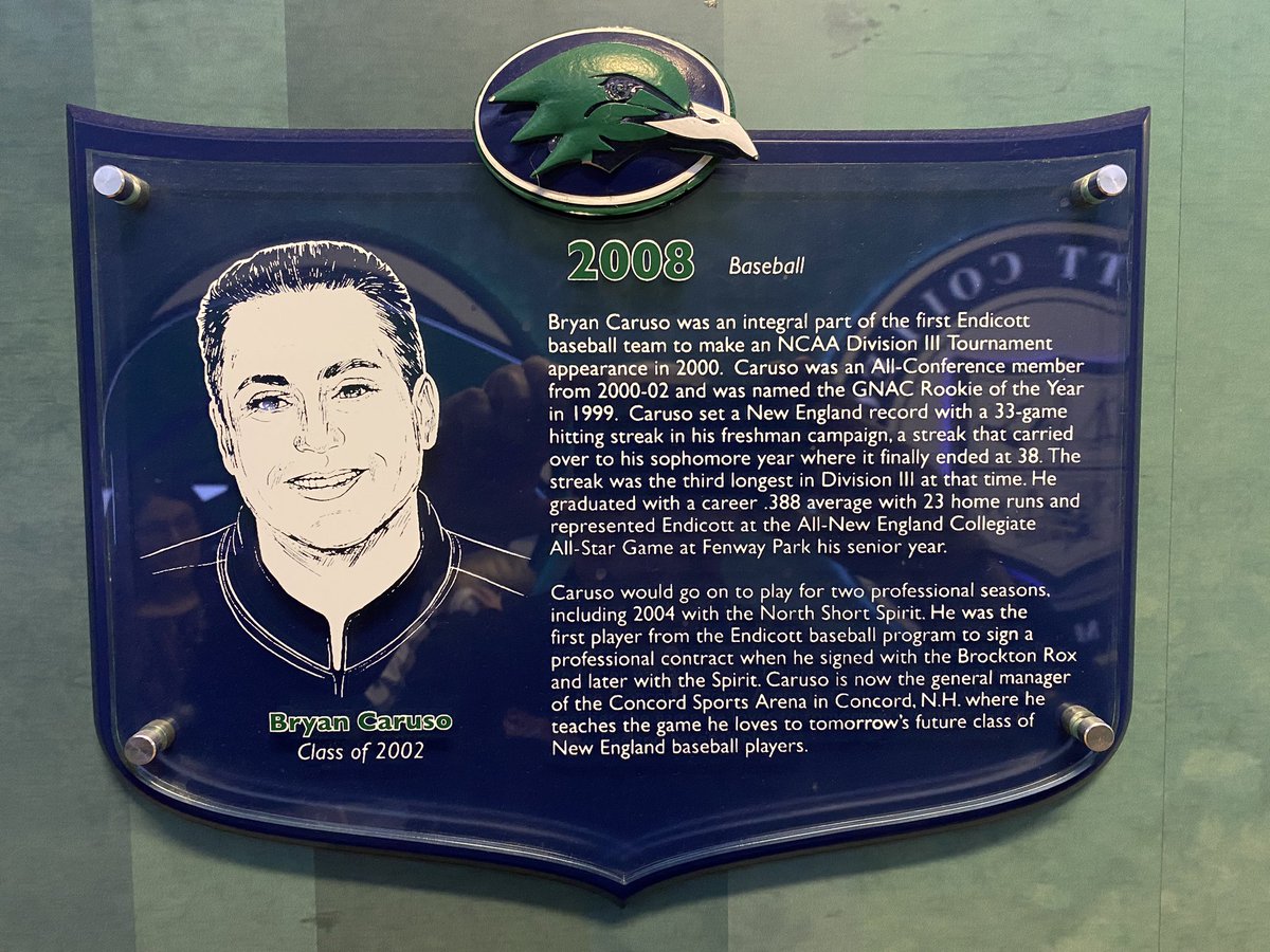 Trip down memory lane at Endicott College today, Bryan’s alma mater.We finally got to see his plaque on the wall in the Gulls Hall of Fame. Colton picked Daddy out right away. Thanks Coach Bryan Haley and Athletic Director Brian Wylie for your hospitality. <a href="/ECGulls/">Endicott Athletics</a> <a href="/EndicottBASE/">Endicott Baseball</a>