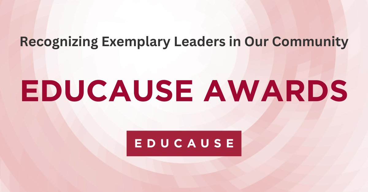educause's tweet image. The EDUCAUSE Awards nomination period is now open! The EDUCAUSE Awards Program brings peer endorsement and distinction to professional accomplishments in higher education IT. Submit your nomination before March 27. educause.edu/careers/awards…