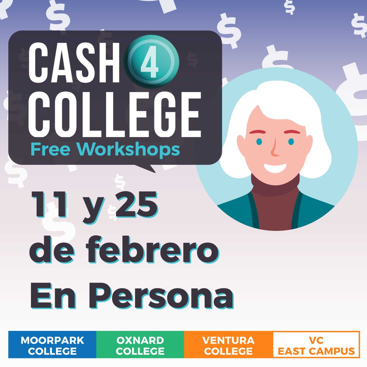 Ventura County Community College District (@officialvcccd) on Twitter photo ¡Estudiantes actuales y futuros! Hay ayuda financiera para colegios. Obtenga ayuda para su solicitud en un taller de Cash 4 College mañana, 11 de febrero. Para más, visite vcccd.edu/cash4college #VCCCD #CashForCollege <a href="/CalCommColleges/">California Community Colleges</a> ¡Estudiantes actuales y futuros! Hay ayuda financiera para colegios. Obtenga ayuda para su solicitud en un taller de Cash 4 College mañana, 11 de febrero. Para más, visite vcccd.edu/cash4college #VCCCD #CashForCollege <a href="/CalCommColleges/">California Community Colleges</a>