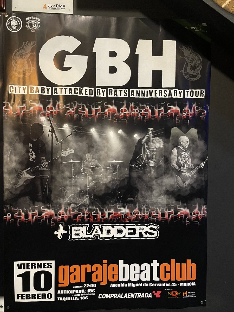 Seguimos hoy en Murcia en Garage Beat  #Bladders #GBH
