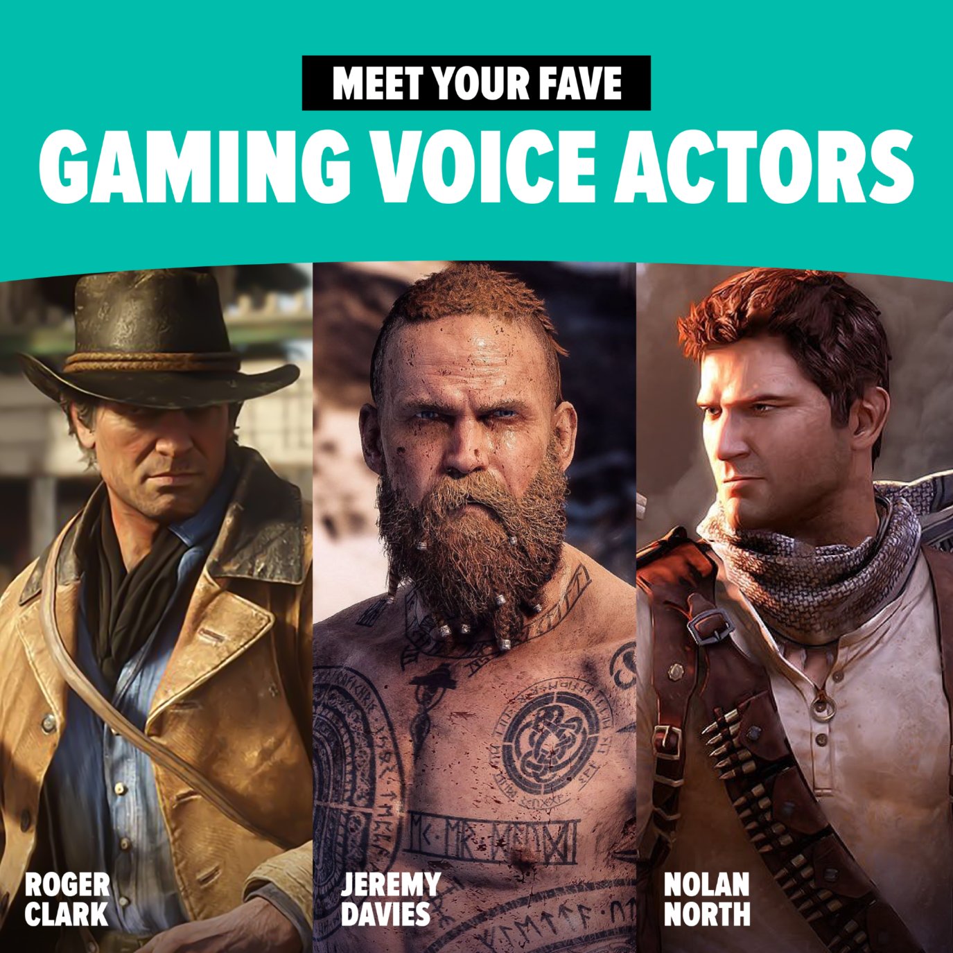 FAN EXPO Portland on X: We're bringing all of your fave video game voices  to Portland. Meet Nolan North (Nathan Drake), Roger Clark (Arthur Morgan),  and Jeremy Davies (The Stranger) when they