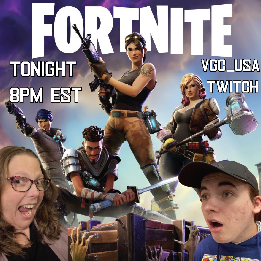 vgcusa's tweet photo. TONIGHT AT 8! Join and @MikahFunk on our Twitch for some Friday Night Fortnite with Mrs. Prosser!
#fortnite #beastmode #e1g #BOOM @FortniteGame @EpicGames https://t.co/CUsoSYRavD