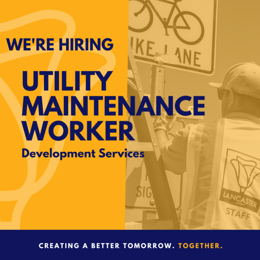 cityoflancaster's tweet image. #NowHiring! Our Development Services department is currently hiring for a “Utility Maintenance worker I and II” to work in the department. To view the job description, visit l8r.it/y4vp.  Apply today before February 13! #LancasterJobs #DevelopmentServices