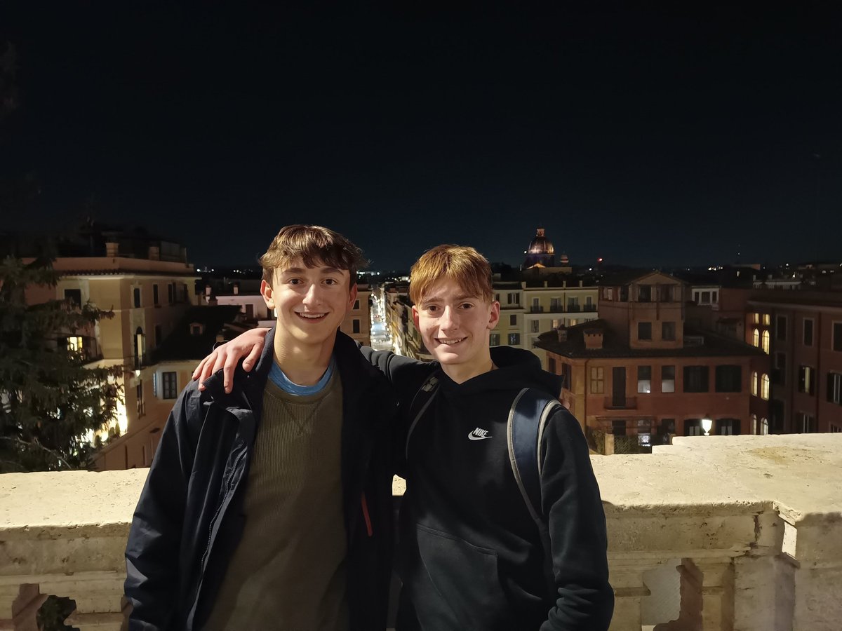StGChaplaincyN6's tweet photo. After a long long but enjoyable first full day we gather on the Spanish Steps by streetlight. Blossoming friendships. @StGregorysBATH #SpanishSteps #Romeatnight https://t.co/XVI3AllNf2