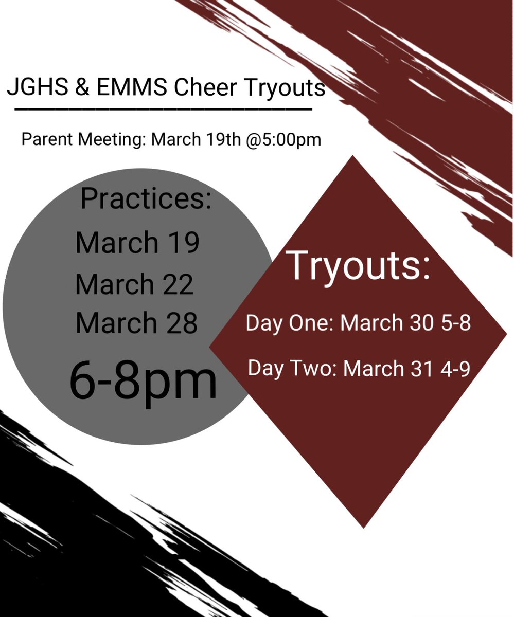 EastM_Muskies's tweet photo. Middle school and high school athletes interested in trying out for cheer for the 2023-24 school year should use their school email account to join the Google Classroom. 

https://t.co/6pMF32JxDY https://t.co/kQBFgI7fU7