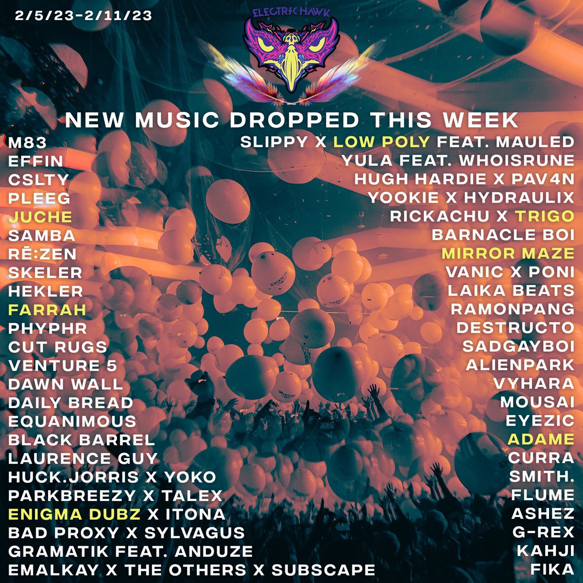 Electric_Hawk's tweet photo. NEW MUSIC NEW MUSIC 🚨

Stacked week - let us know your must-listens ⚡️ https://t.co/x5NsuuLGRf