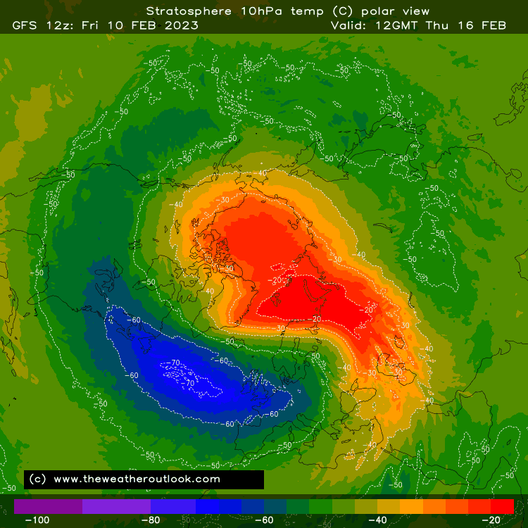 nufc4444's tweet photo. As the models have been predicting for some time now, a Sudden Stratospheric Warming is forecast to take place. 
By the beginning of March, we could expect severe winter conditions in the UK &amp; could last many weeks!!
#watchthisspace #winternotover #springonhold https://t.co/uycioW7K0F