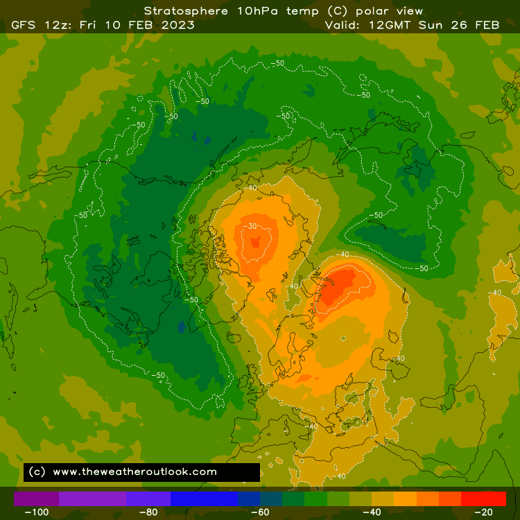 nufc4444's tweet photo. As the models have been predicting for some time now, a Sudden Stratospheric Warming is forecast to take place. 
By the beginning of March, we could expect severe winter conditions in the UK &amp; could last many weeks!!
#watchthisspace #winternotover #springonhold https://t.co/uycioW7K0F