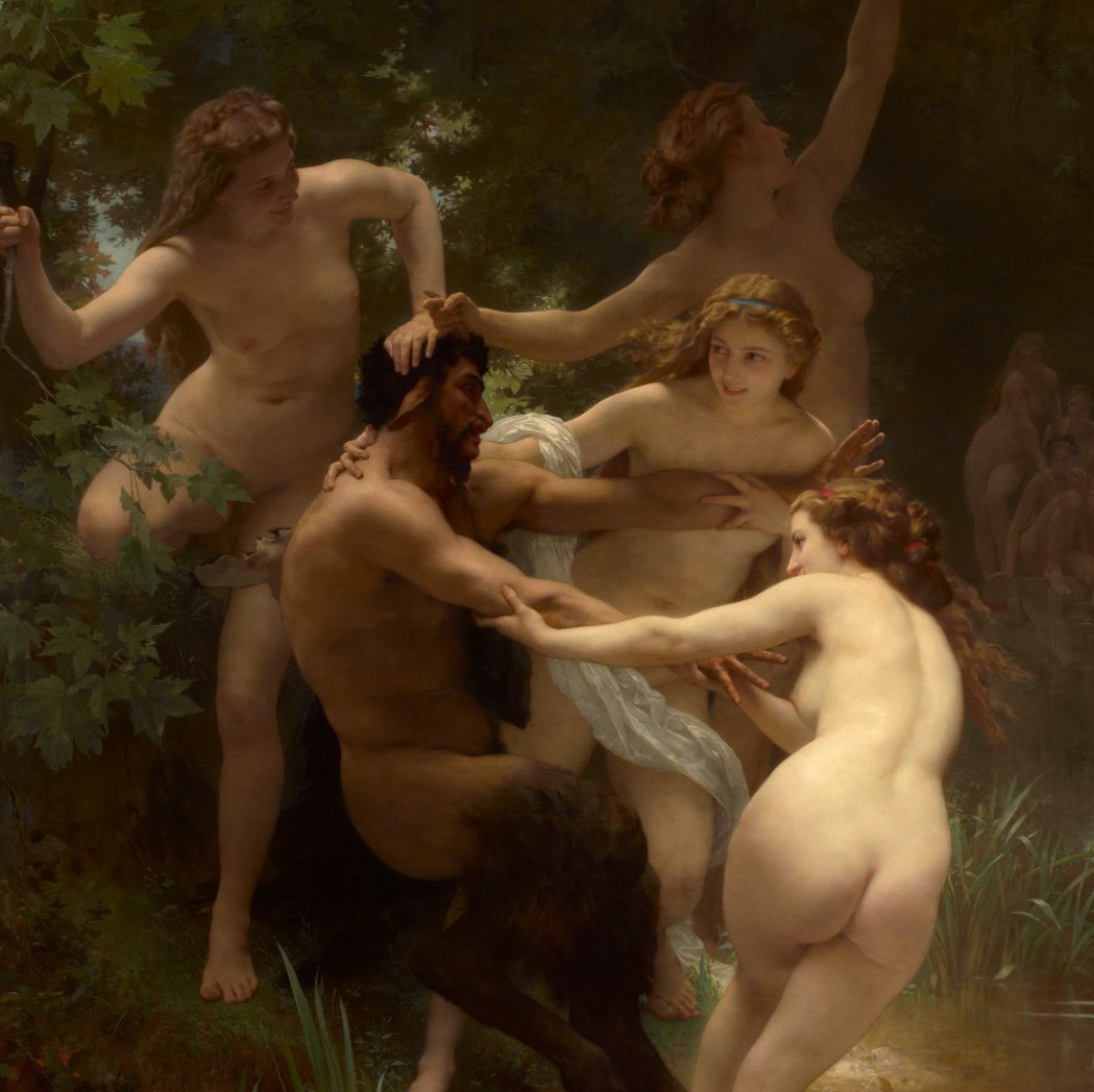 the_clark's tweet photo. It's almost Valentine's Day ... instead of hearts and cupids, how about a little Nymphs and Satyr to spark your imagination?  Who loves this Bouguereau?

William-Adolphe Bouguereau, Nymphs and Satyr, 1873, oil on canvas. The Clark, 1955.658. https://t.co/w7FkFxH56Z