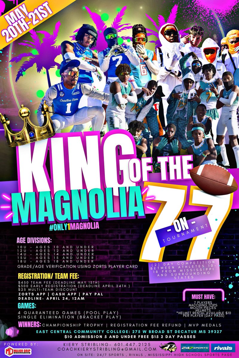 Last year was soooo epic !! Over 18 teams first year! Pull up !! 

And they will have rooms and meal voucher to stay on campus options available as well!!! 

Powered by <a href="/MagnoliaAllstar/">Magnolia Sports Association</a> East Central community college and <a href="/major_drip/">MajorDripAthletics</a> #DawgsNotPuppies