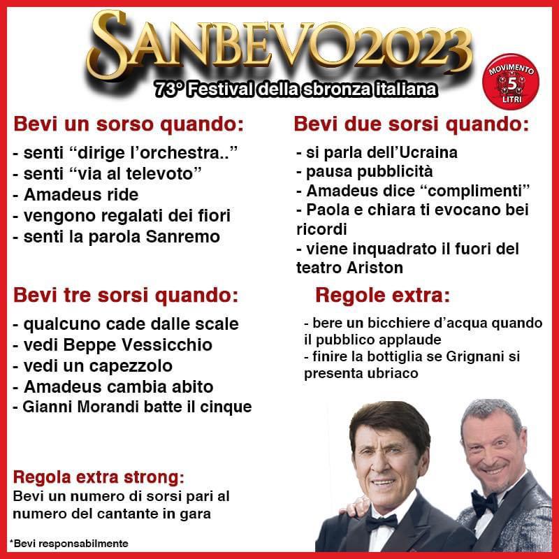pregate per me che stasera con i friends affronto la serata così #Sanreno2023