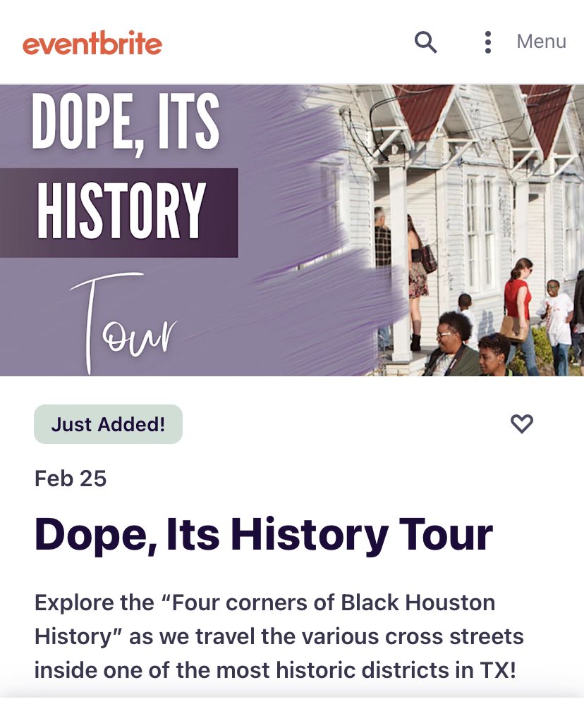 dopeitshistory's tweet photo. Link in bio to register ! 💜💜💜 Excited for this Black Houston history tour! I would love to see those who can make it , come out ✨ #blackhistorymonth2023 #BlackHistory #HoustonHistory #BlackHouston https://t.co/zuonQqQgPU